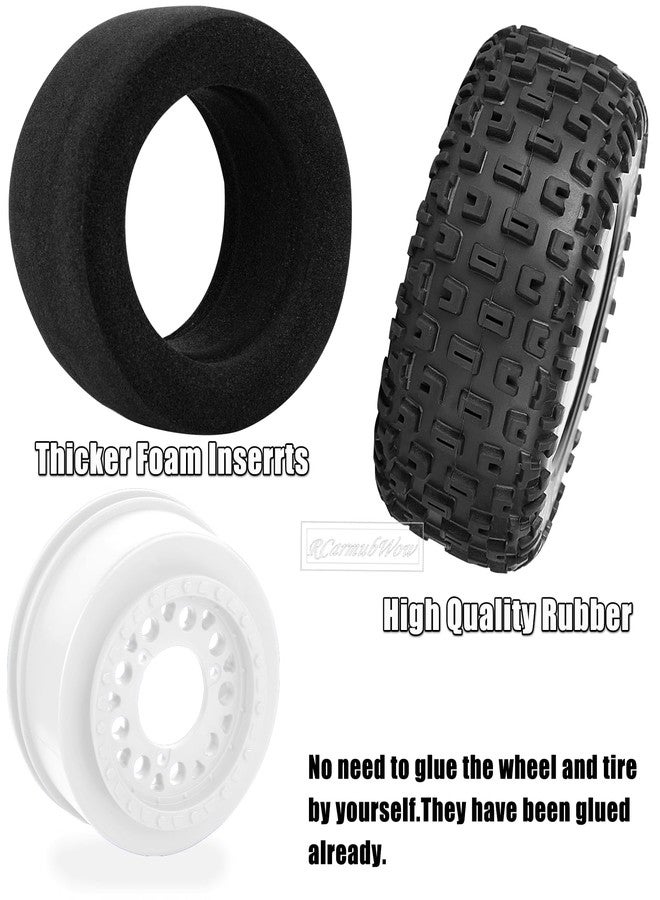RcarmubWow 12mm/14mm/17mm Hex RC Wheels and Tires RC Truck Tires for Slash 2WD 4×4,Arrm a Senton,Axia1,Rc 4wd,Red cat,Short Course Truck Tires Rubber Tyres,White - Image 4